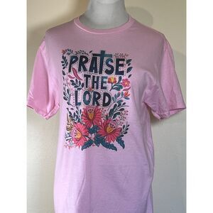 Women's Christian‎ Pink Sublimation Tee - Praise the Lord (Size Small)
